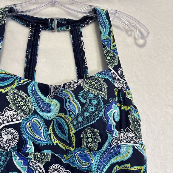 Lands End Women's Blouson Tankini Top Colorful Paisley Size 10 Beach Pool Cruise - Picture 16 of 16